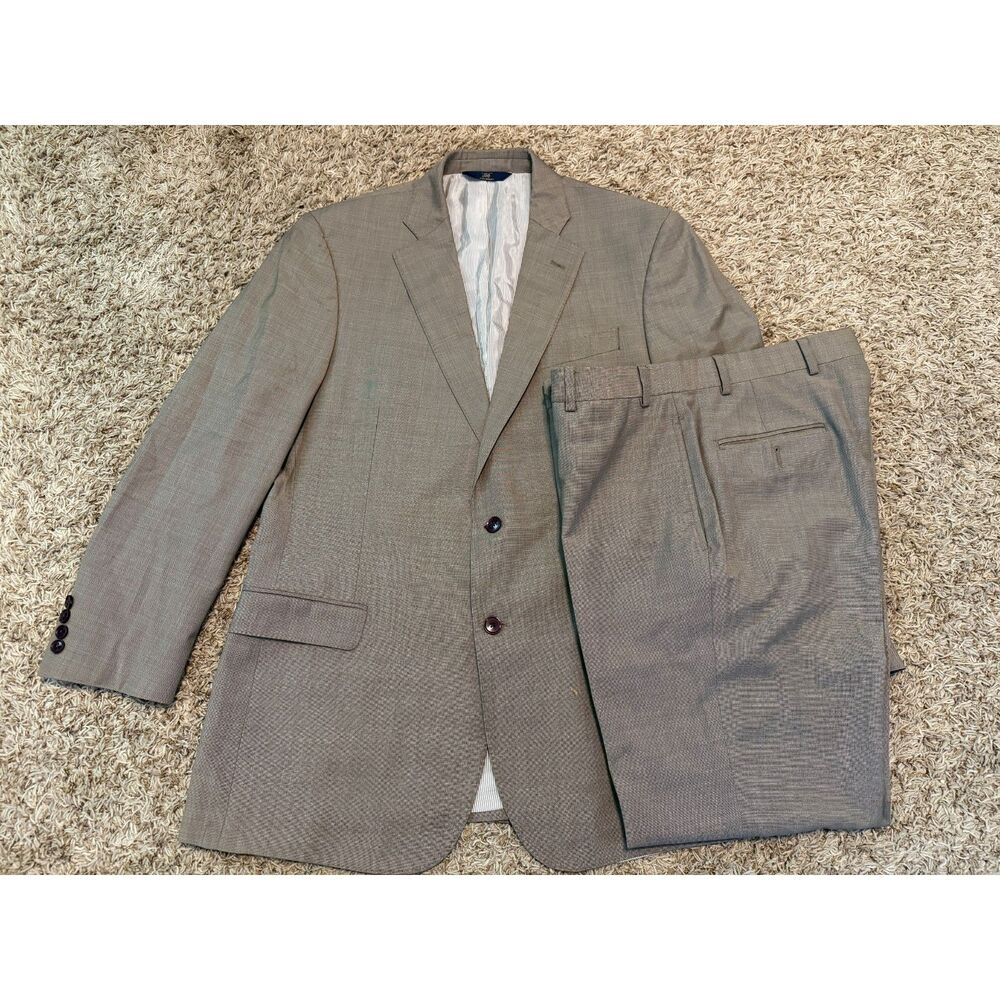 Brooks Brothers 346 Explorer Fitzgerald Fit Brown Tan Mens Suit 42R 36 x 31 READ
